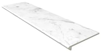 Плитка Gres De Aragon Marble Ступень фронтальная Smooth Round Carrara Blanco 33x120 см, поверхность матовая