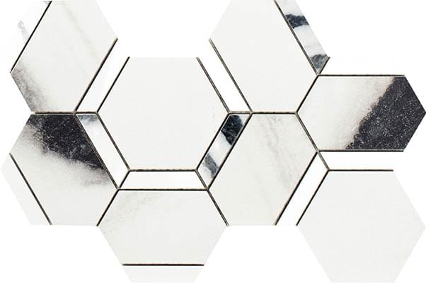 Impronta Italgraniti Lux Experience Panda White Mosaico Esagona Decoro Mix 20x34