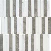 Плитка Impronta Italgraniti Marble Experience Statuario Lux Mosaico Stripe 27.2x29 см, поверхность микс