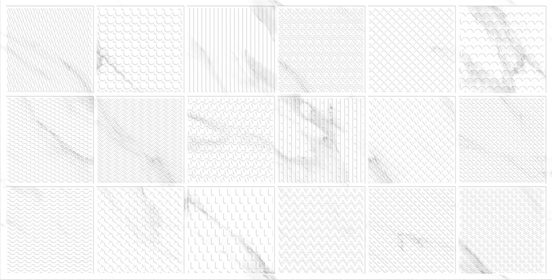 Плитка Infinity Ceramica Cortina Liniar Selina Ice Bianco Carving 60x120 см, поверхность матовая, рельефная