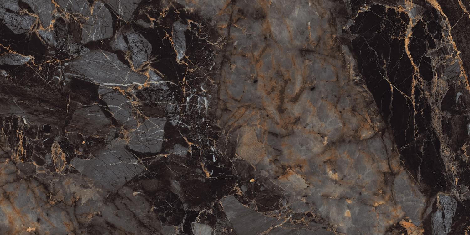 Infinity Ceramica Marmo Italiano Rio Black Glossy Golden Line 60x120