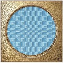 Плитка Iris Citta Di Faenza Geo Azzurro Decoro Oro Glossy 15x15 см, поверхность глянец, рельефная