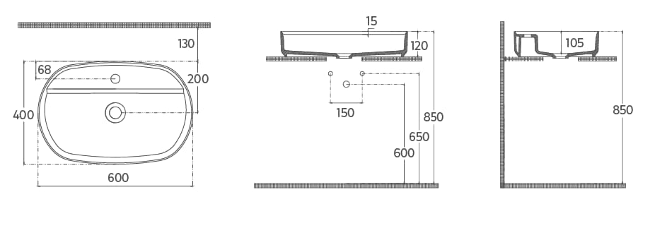 Плитка Isvea Infinity Раковина накладная INFINITY 600x400x120мм антрацит матовый поверхность матовая