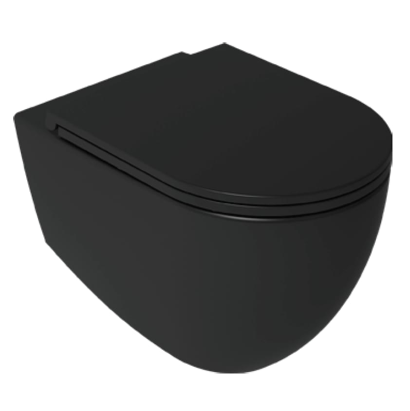 Плитка Isvea Infinity Унитаз подвесной INFINITY VORTEX с форсункой биде 365x520 смыв торнадо без сиденья черный матовый  поверхность матовая