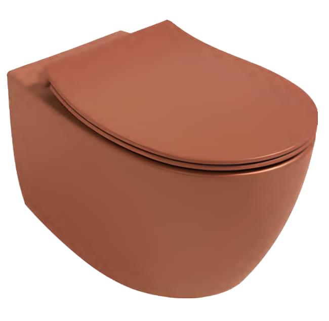 Плитка Isvea Sentimenti Унитаз подвесной SENTIMENTI VORTEX 363x510 смыв торнадо без сиденья терракотовый матовый  поверхность матовая