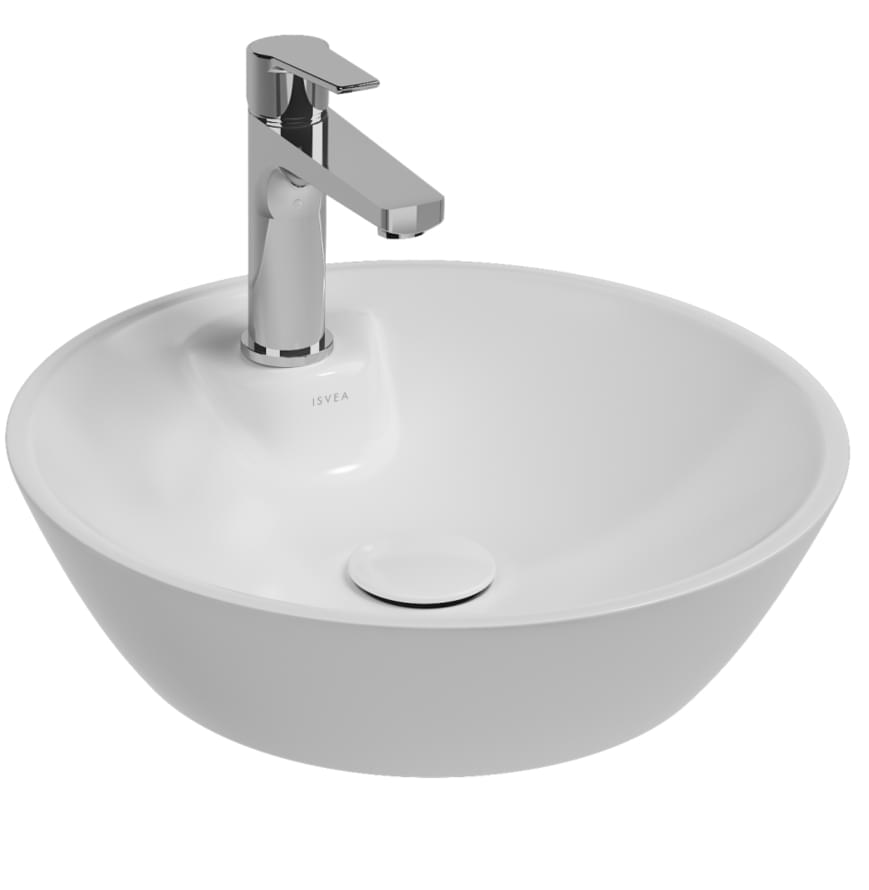 Плитка Isvea Sistema Y Раковина накладная SISTEMA Y SOFT 450x450x120мм с отверстием под смеситель белый  поверхность глянец