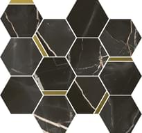 Плитка Italon Stellaris Absolut Black Mosaico Chic 28.3x32.8 см, поверхность матовая, рельефная