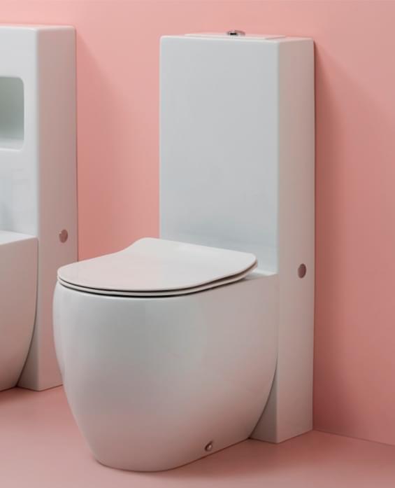 Плитка Kerasan Flo Бачок напольный Flo белый с меанизмом слива GEBERIT хром  поверхность глянец