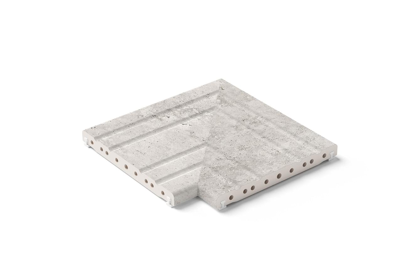 Плитка Kerastep Crosscut Cloud 1026 R11 Борт Угол Из 2Х Частей Внешний 33x50 см, поверхность матовая