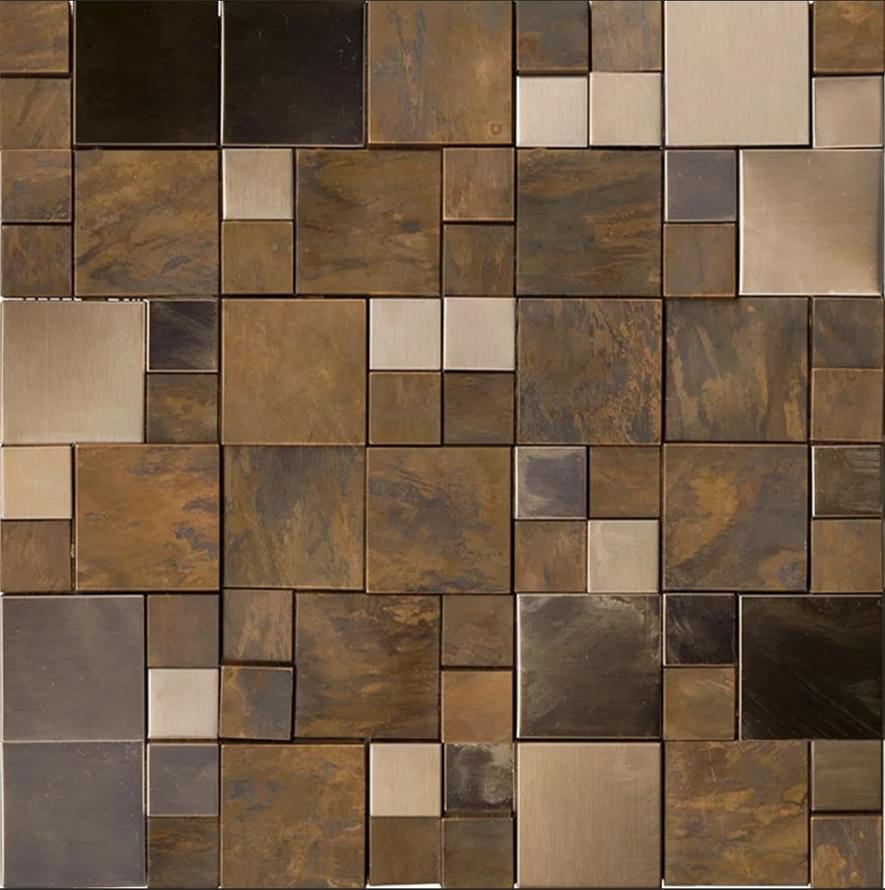 LAntic Colonial Mosaics Metal Bronze Mini 3D Cubes 30.5x30.5