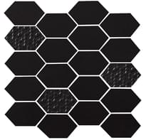 Плитка Land Gallery Slim Black Mosaico Hexagonal 29.75x29.75 см, поверхность матовая, рельефная
