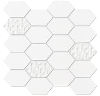 Плитка Land Gallery Slim White Mosaico Hexagonal 29.75x29.75 см, поверхность матовая, рельефная