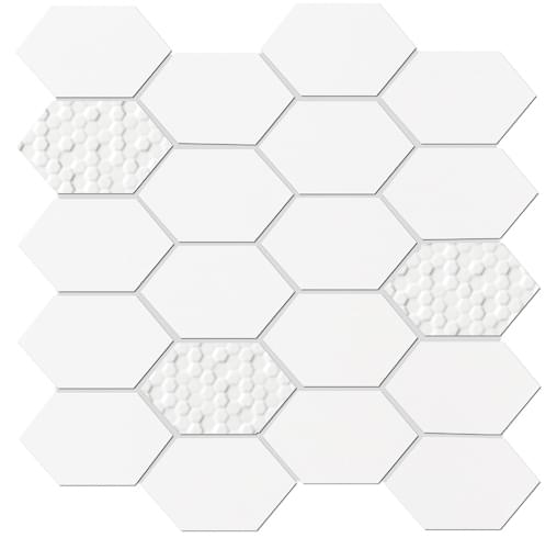 Land Gallery Slim White Mosaico Hexagonal 29.75x29.75