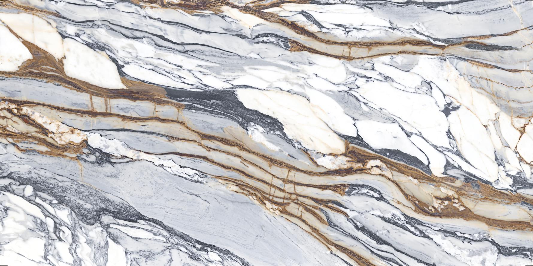 Level Marmi Book Match B Calacatta Picasso Lappato 162x324 см, поверхность полуполированная