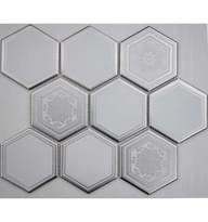 Плитка Liya Mosaic Ceramics Porcelain Hexagon Carrara Decor 95 25.8x29.5 см, поверхность матовая