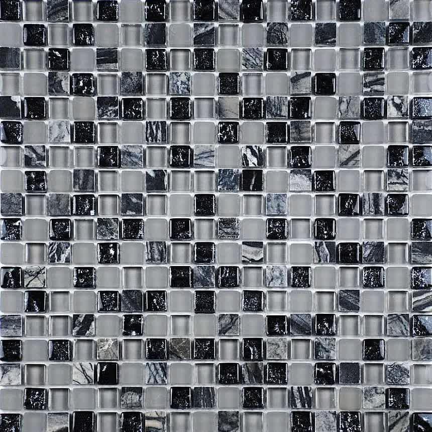 Плитка Liya Mosaic Elegance Cube Grey 30x30 см, поверхность микс