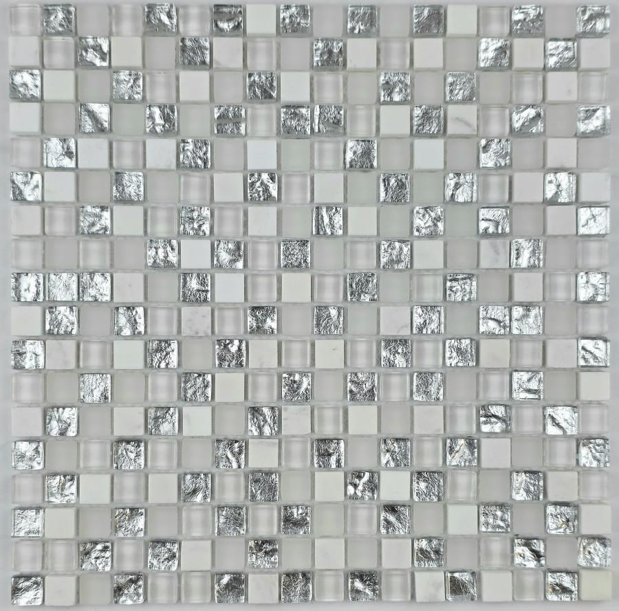Плитка Liya Mosaic Elegance Cube White 30x30 см, поверхность микс