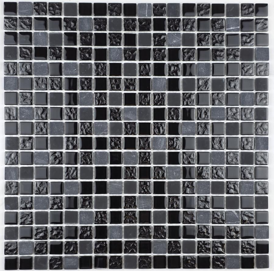 Плитка Liya Mosaic Elegance Krit 114 Черный С Матовым Черным 30x30 см, поверхность микс
