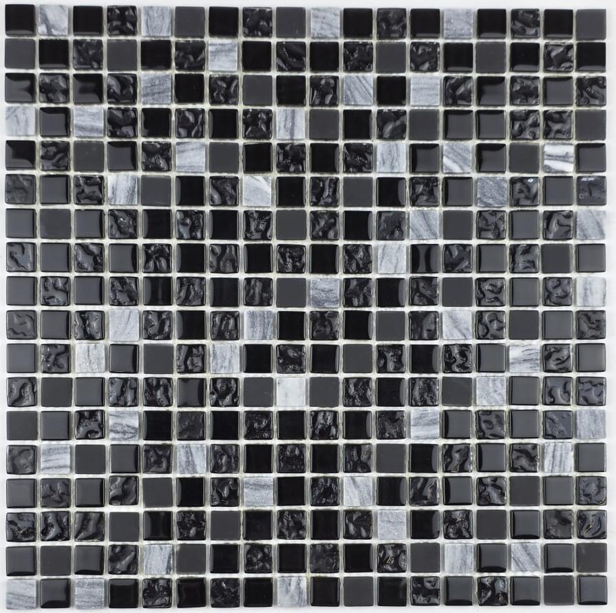 Плитка Liya Mosaic Elegance Krit 14 Черный С Матовым Серым 30x30 см, поверхность микс