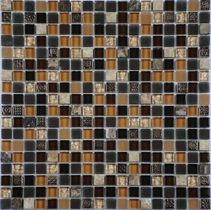 Плитка Liya Mosaic Elegance Krit 17 Бежево-Коричневый 30x30 см, поверхность микс