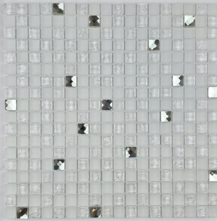 Плитка Liya Mosaic Elegance Krit 20 Белый Со Стразами 30x30 см, поверхность микс