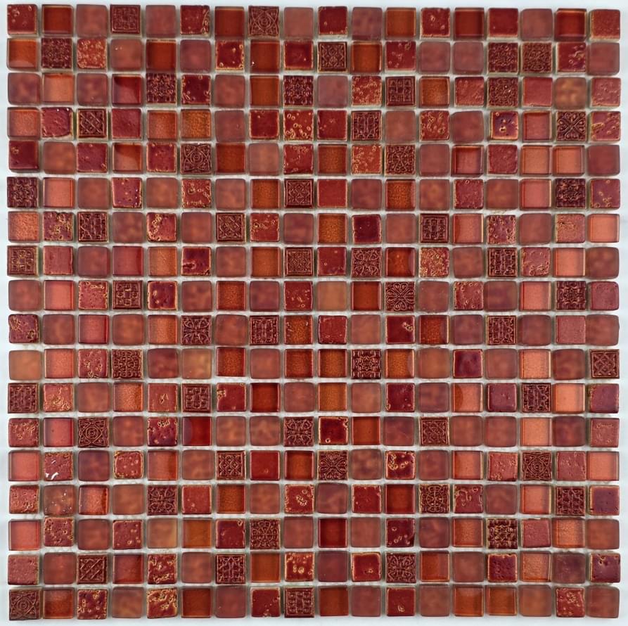 Плитка Liya Mosaic Elegance Krit 22 Красный 30x30 см, поверхность микс