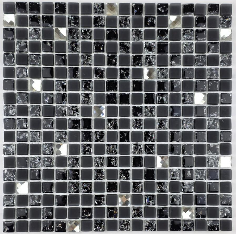 Плитка Liya Mosaic Elegance Krit 23 Черный Со Стразами 30x30 см, поверхность микс