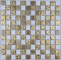 Плитка Liya Mosaic Elegance Krit 26 Белый С Золотом 30.5x30.5 см, поверхность микс