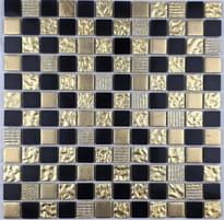Плитка Liya Mosaic Elegance Krit 27 Черный С Золотом 30.5x30.5 см, поверхность микс