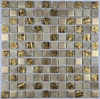 Плитка Liya Mosaic Elegance Krit 28 Коричневый С Золотом 30.5x30.5 см, поверхность микс