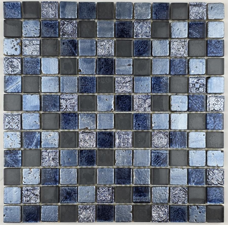 Плитка Liya Mosaic Elegance Krit 63 Синий 30x30 см, поверхность микс