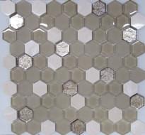 Плитка Liya Mosaic Hexagon Beige Glass 29.5x30.5 см, поверхность глянец