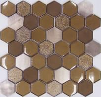 Плитка Liya Mosaic Hexagon Brown Metal 30x30 см, поверхность глянец