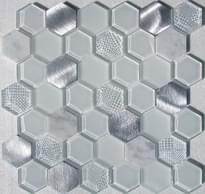 Плитка Liya Mosaic Hexagon White Metal 30x30 см, поверхность глянец