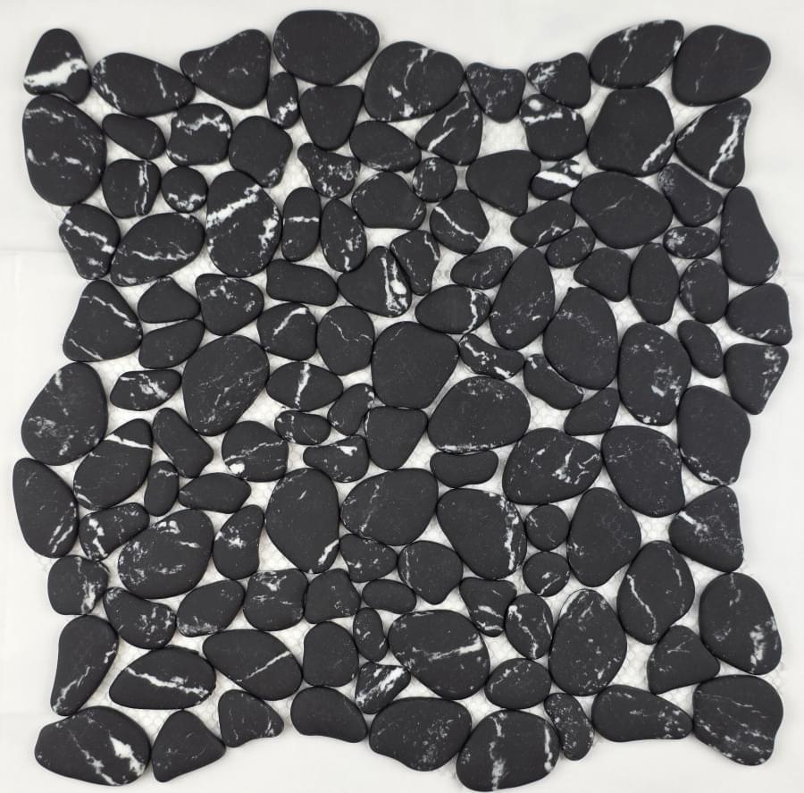 Плитка Liya Mosaic River Stone River Stone Black 30.5x30.5 см, поверхность матовая