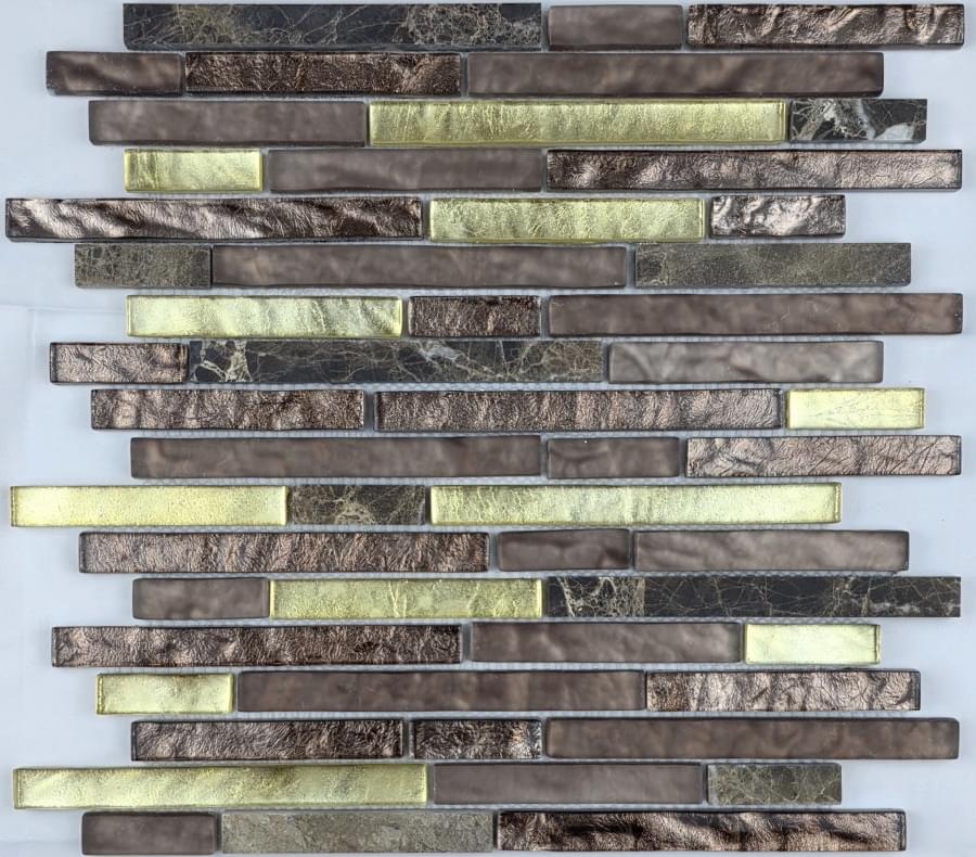Плитка Liya Mosaic Stripes Stripes Bronze Emperador 30x30 см, поверхность микс
