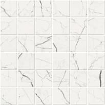 Плитка Monocibec Arcadia Tecno Bianco Mosaico Naturale Rettificato Su Rete 30x30 см, поверхность матовая, рельефная