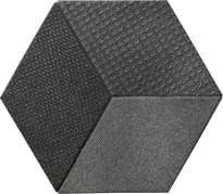 Плитка Mutina Tex Black 11.5x20 см, поверхность матовая, рельефная