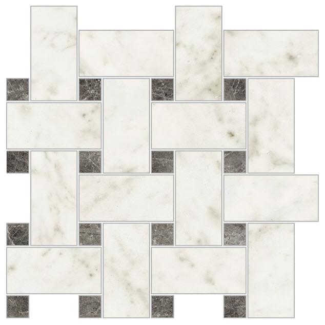 Novabell Imperial Michelangelo Mosaico Intreccio Bianco Carrara Naturale 30x30