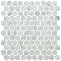 Плитка Onix Mosaico Hex Eco Stones Carrara Matte 30.1x29 см, поверхность матовая, рельефная