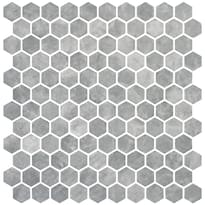 Плитка Onix Mosaico Hex Eco Stones Silver Matte 30.1x29 см, поверхность матовая, рельефная