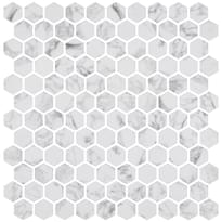 Плитка Onix Mosaico Hex Eco Stones Statuario Matte 30.1x29 см, поверхность матовая, рельефная