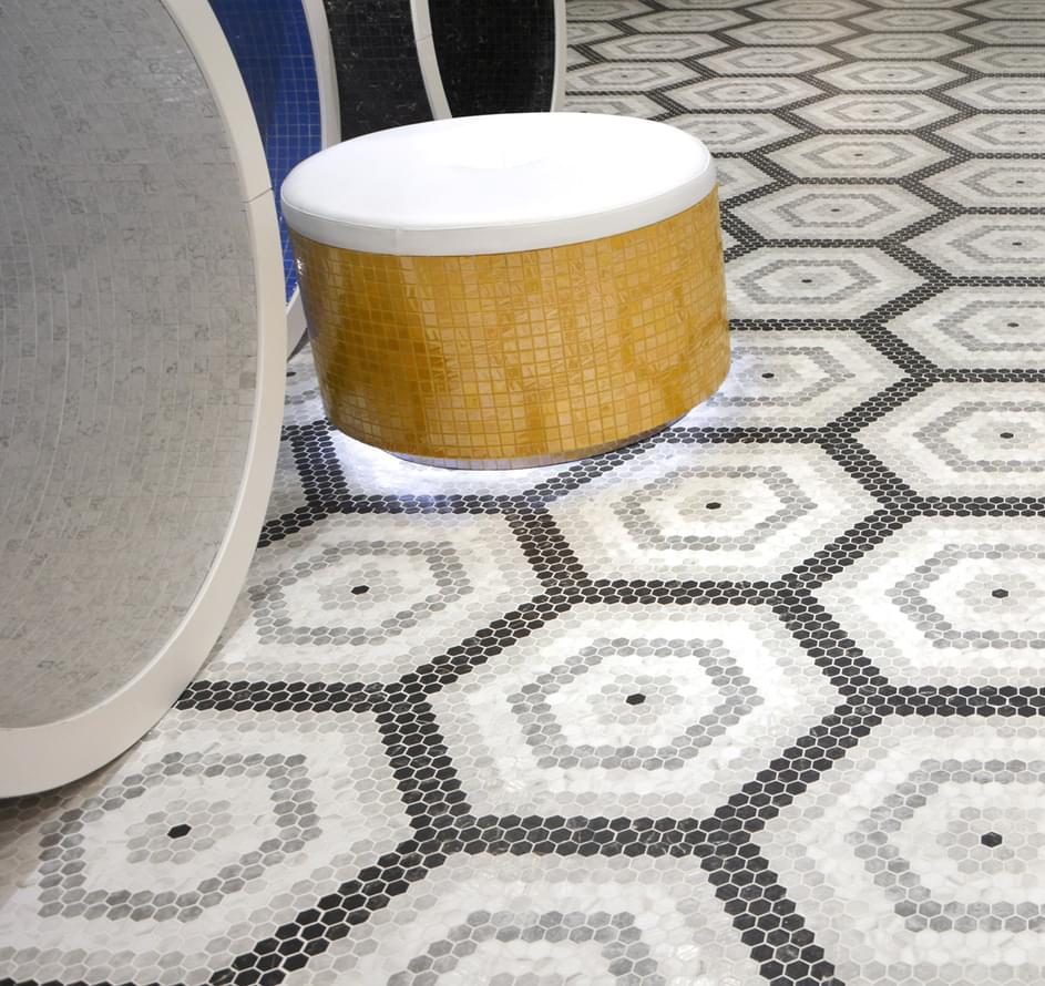 стекло фабрики Onix Mosaico коллекция Hex Geo Patterns