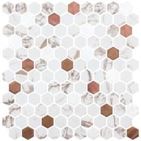 Плитка Onix Mosaico Hex Marmoreal Habana Copper 30.1x29 см, поверхность микс