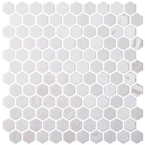 Плитка Onix Mosaico Hex Stoneglass Blends Opalo White 30.1x29 см, поверхность микс