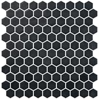 Плитка Onix Mosaico Hex Stoneglass Black 30.1x29 см, поверхность матовая