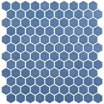 Плитка Onix Mosaico Hex Stoneglass Royal Blue 30.1x29 см, поверхность матовая
