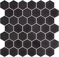 Плитка Onix Mosaico Hex Stoneglass Xl Black 28.4x28.6 см, поверхность полуматовая