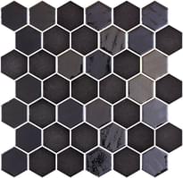 Плитка Onix Mosaico Hexagon Blends Xl Stoneglass Opalo Black 28.4x28.6 см, поверхность микс