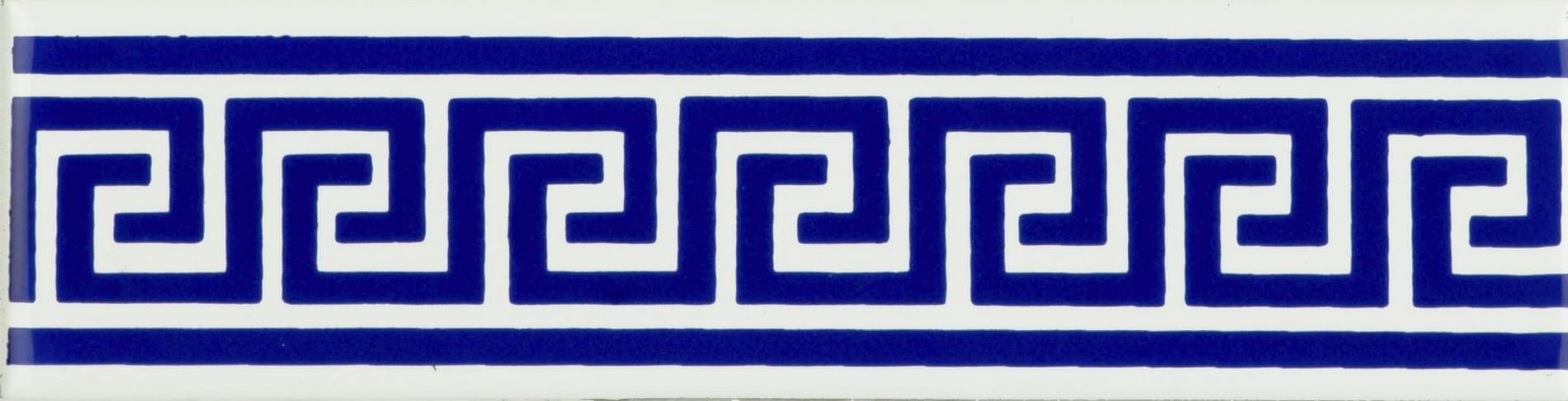 Original Style Artworks Brilliant White Greek Key Royal Blue 4x15.2
